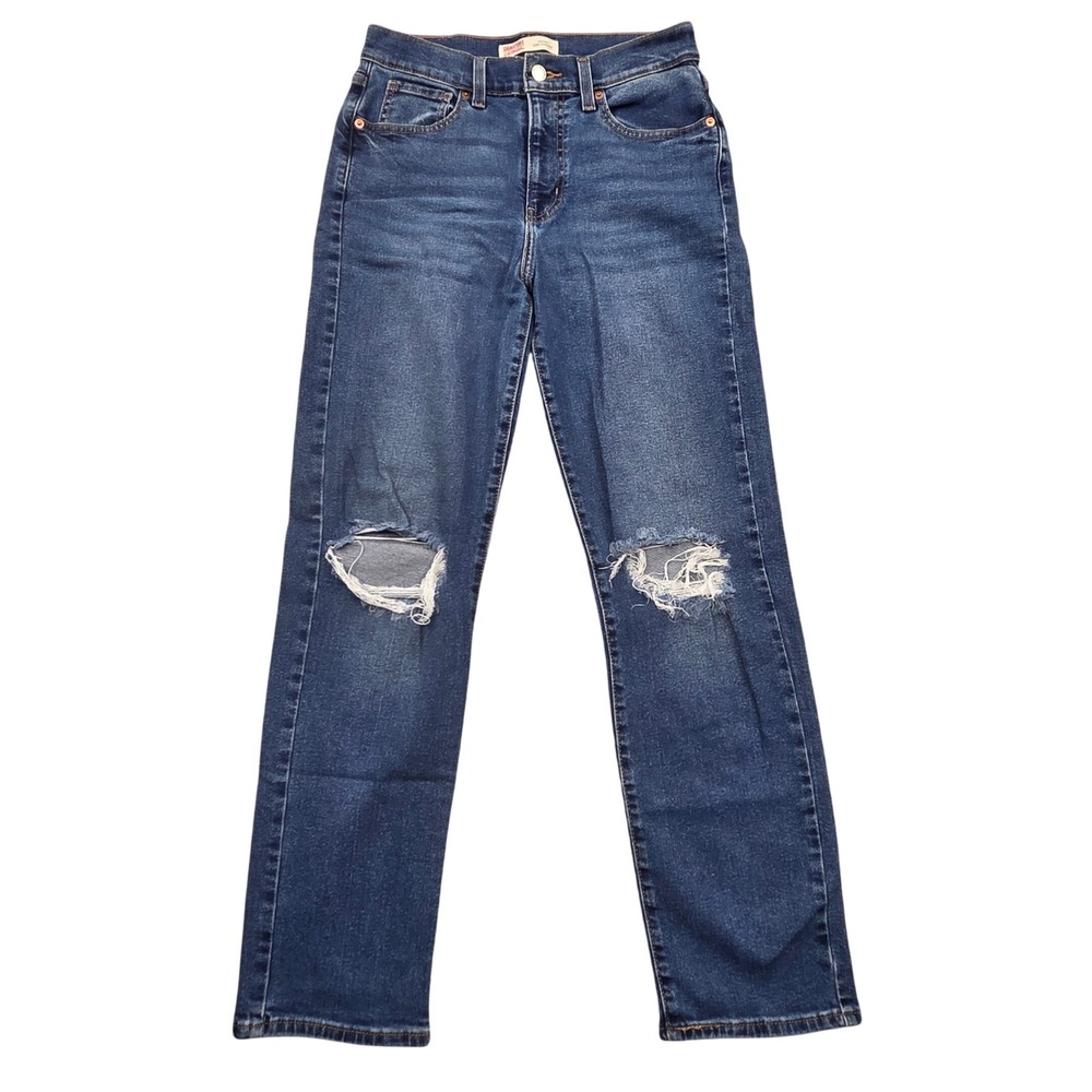 Signature Levis Heritage Easy Straight Jeans‎ Distressed Womens Size 2 (28x30)